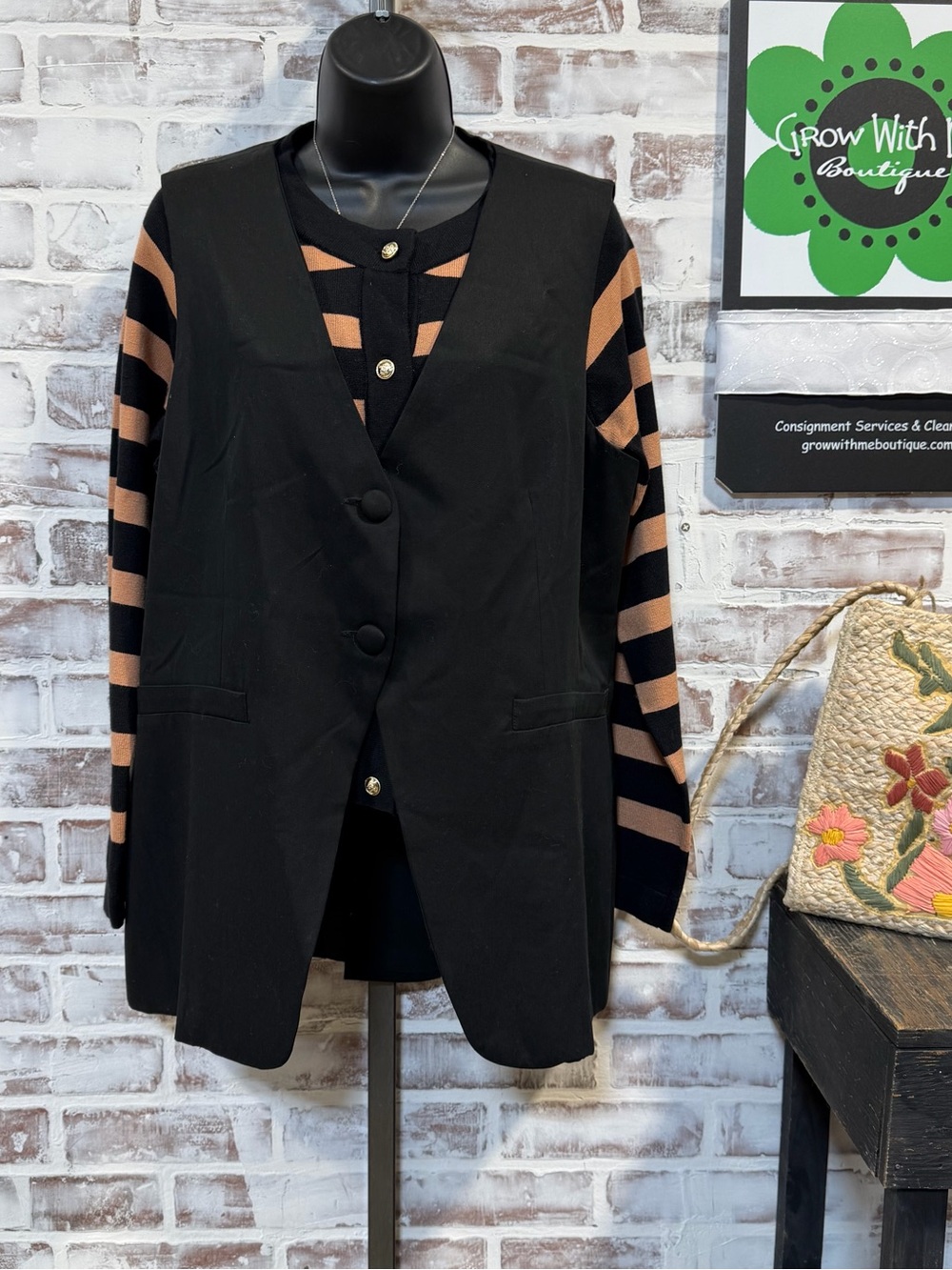 Reformation Black 2 button over the hip Vest